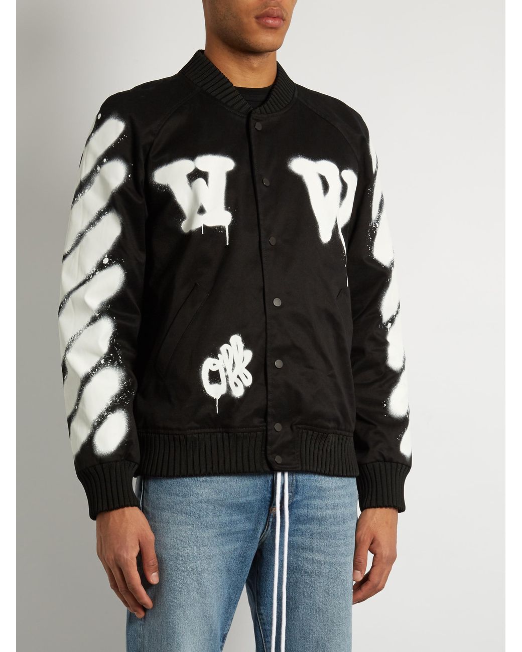 Off white spray paint denim cheap jacket
